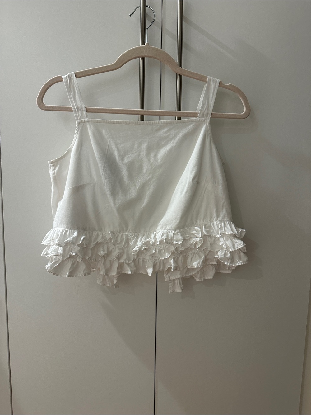 Ralph Ralph Lauren Women’s White Ruffle Hem Crop Tank Top